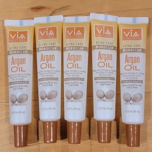 Brand New Via Natural Ultra Care MOROCCAN ARGAN OIL Hair Scalp Care 1.5oz x5